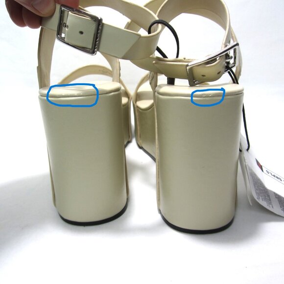 Zara SRPLS Collection NEW Women's Size 6.5 37 Cream Platform Leather Sandals - Picture 10 of 16